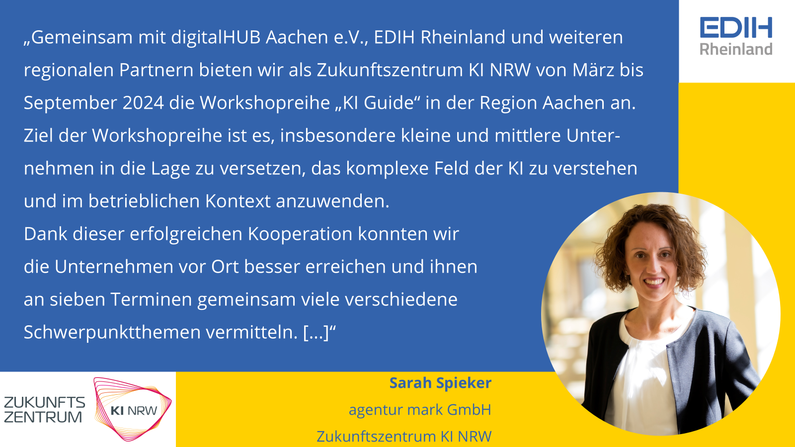 Testimonial Zukunftszentrum KI.NRW - Sarah Spieker